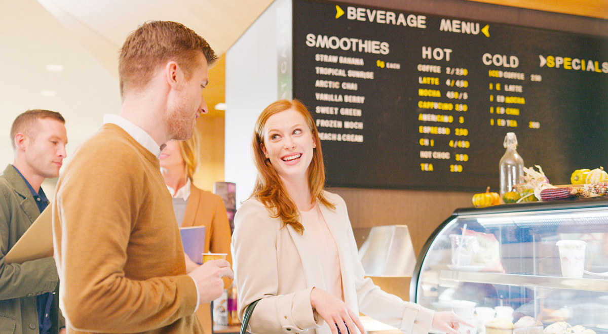 Custom latte art is served up daily free of charge.